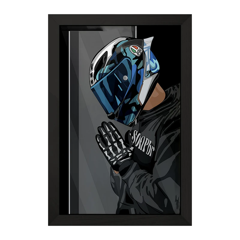 تابلو خندالو مدل پسر و کلاه کاسکت کد F3011