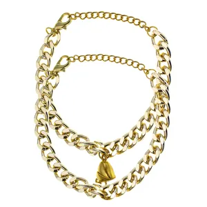 دستبند زنانه مدل زنجیری قلبی مجموعه 2 عددی