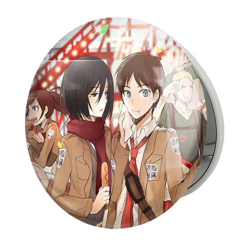 آینه جیبی خندالو طرح ارن و میکاسا انیمه اتک آن تایتان Attack on Titan مدل تاشو کد 11047 