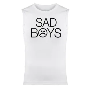 تاپ مردانه مدل sad boy  کد SH109 رنگ سفید 