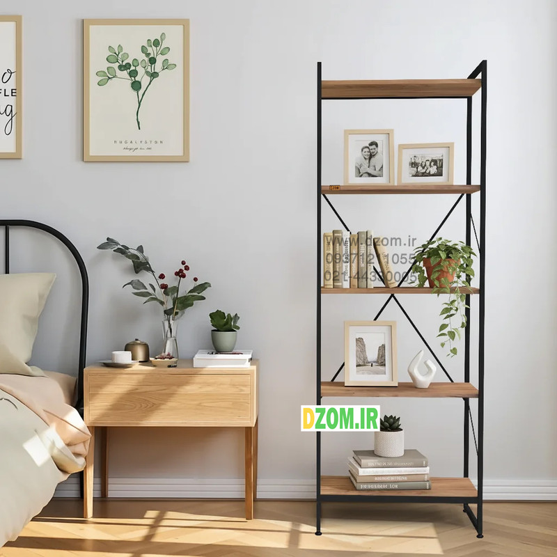 کتابخانه پنج طبقه دیزم مدل مونتاژی LIB_60×180_LIGHT