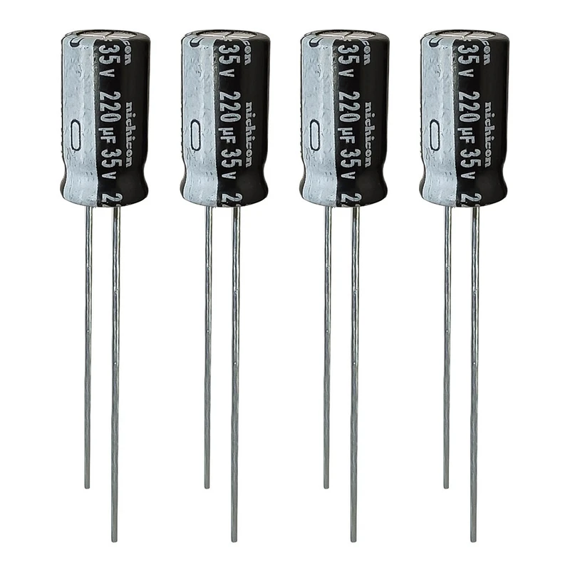 خازن 220 میکروفاراد 35 ولت نیچیکون مدل TK-22035 بسته 4 عددی