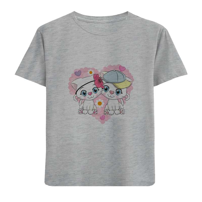 تی شرت آستین کوتاه دخترانه مدل پیشی D411