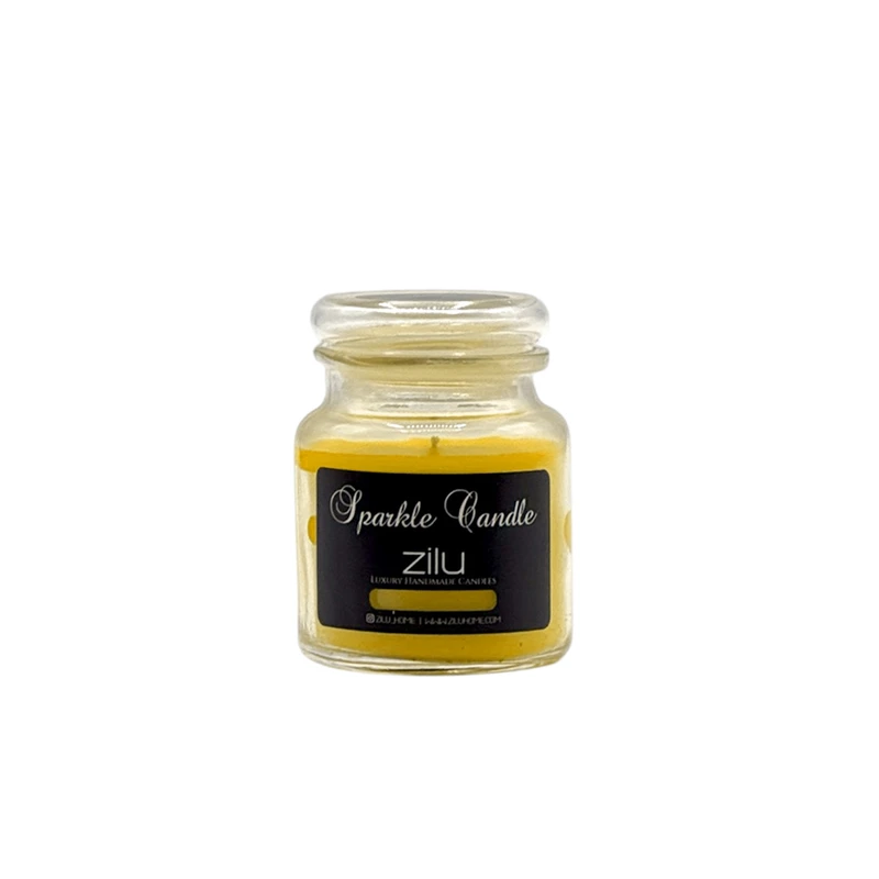 شمع لیوانی معطر شمع زیلو مدل اسپارکل کوچک با رایحه لیمو زمان اتمام 35 ساعت