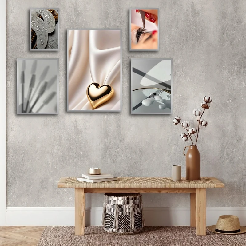 تابلو بکلیت طرح کاشت مژه و سالن زیبایی مدل SI-2850 مجموعه 5 عددی