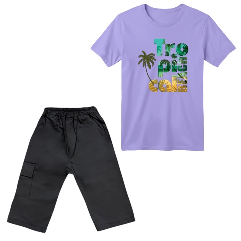 ست تی‌شرت آستین کوتاه و شلوارک پسرانه مدل درخت