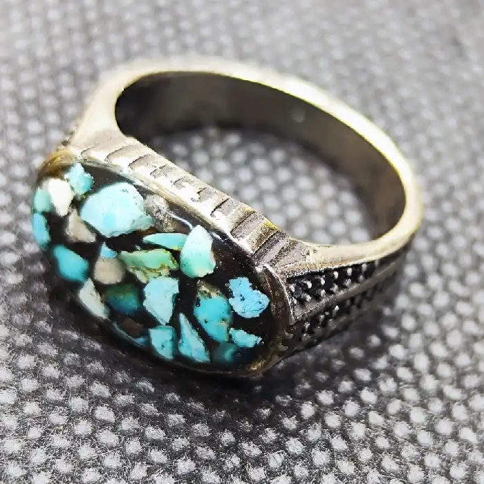 انگشتر مردانه مدل سنگ فیروزه نیشابور کد 210