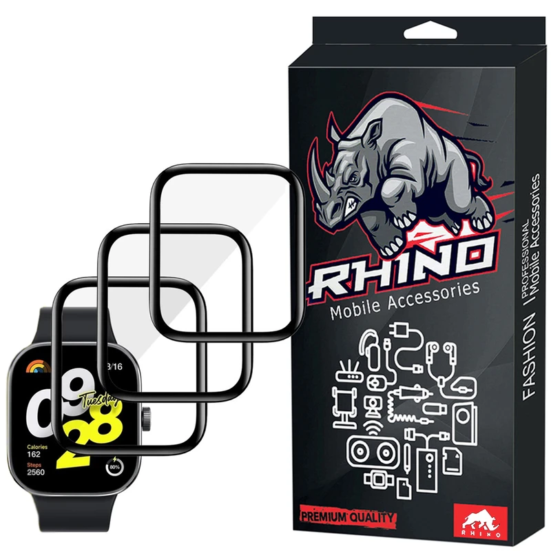 محافظ صفحه نمایش راینو مدل PMMA مناسب برای ساعت هوشمند شیائومی Redmi Watch 4 بسته 3 عددی