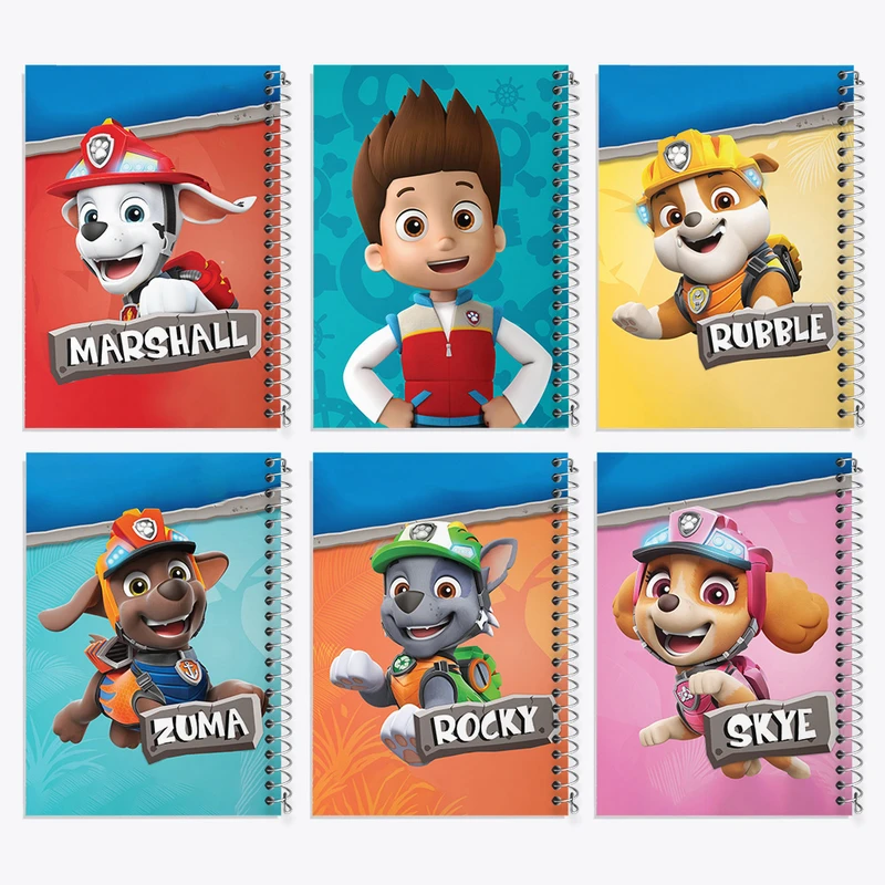دفتر مشق 100 برگ خندالو طرح سگ های نگهبان (Paw Patrol) کد 300 مجموعه 6 عددی