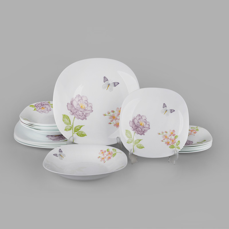 سرویس غذاخوری 18 پارچه 6 نفره مدل مربع کلاسیک 313