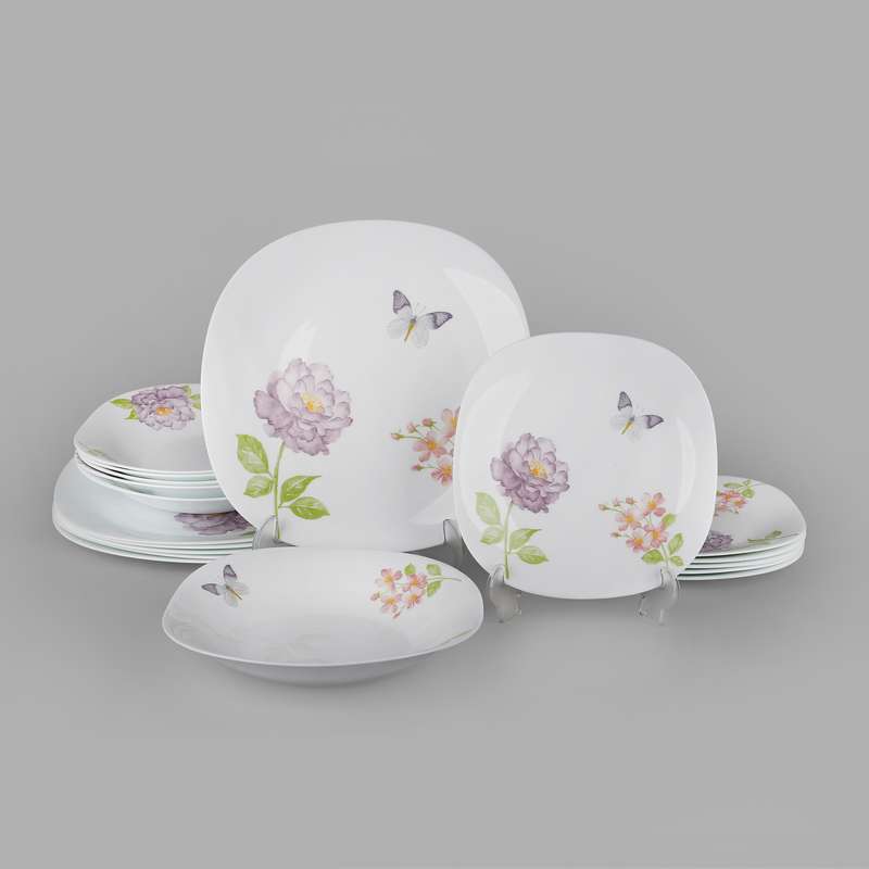 سرویس غذاخوری 18 پارچه 6 نفره مدل مربع کلاسیک 313 سرویس غذاخوری 18 پارچه 6 نفره مدل مربع کلاسیک 313