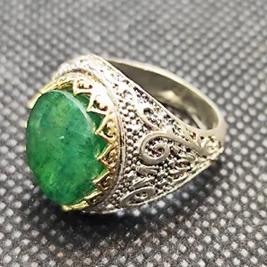 انگشتر نقره مردانه مدل سنگ زمرد کد 27