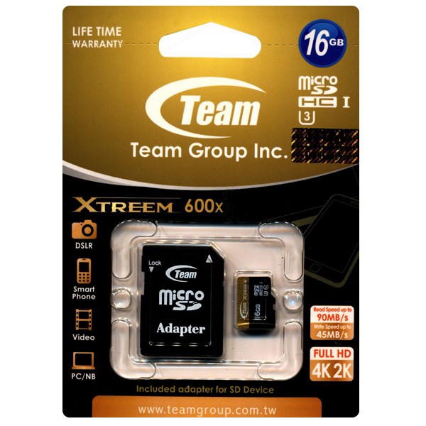 کارت حافظه microSDHC تیم گروپ مدل Extreem کلاس 10 استاندارد UHS-I U3 سرعت 90MBps 600X به همراه آداپتور SD ظرفیت 16 گیگابایت