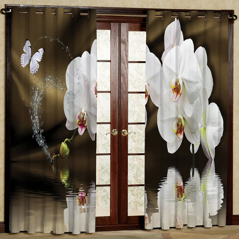 پرده مدل گل ارکیده مخمل پانچی کد 2293 سایز 200x140 سانتی متر