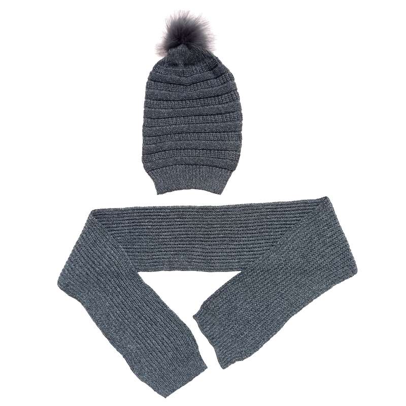 ست کلاه و شال گردن بافتنی مدل توپکی 08