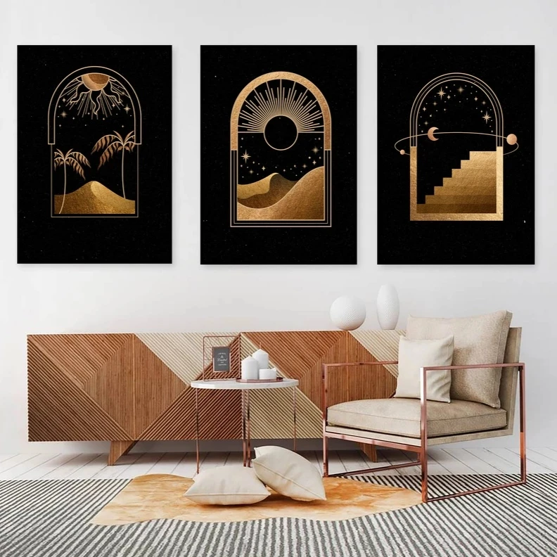 تابلو طرح زیبایی های کویر مدل TA5739 مجموعه سه عددی