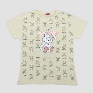 تی شرت آستین کوتاه زنانه مدل لاویز رنگ کرم