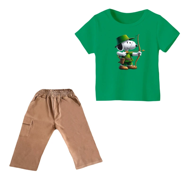 ست تی شرت و شلوارک پسرانه مدل اسنوپی کد 43