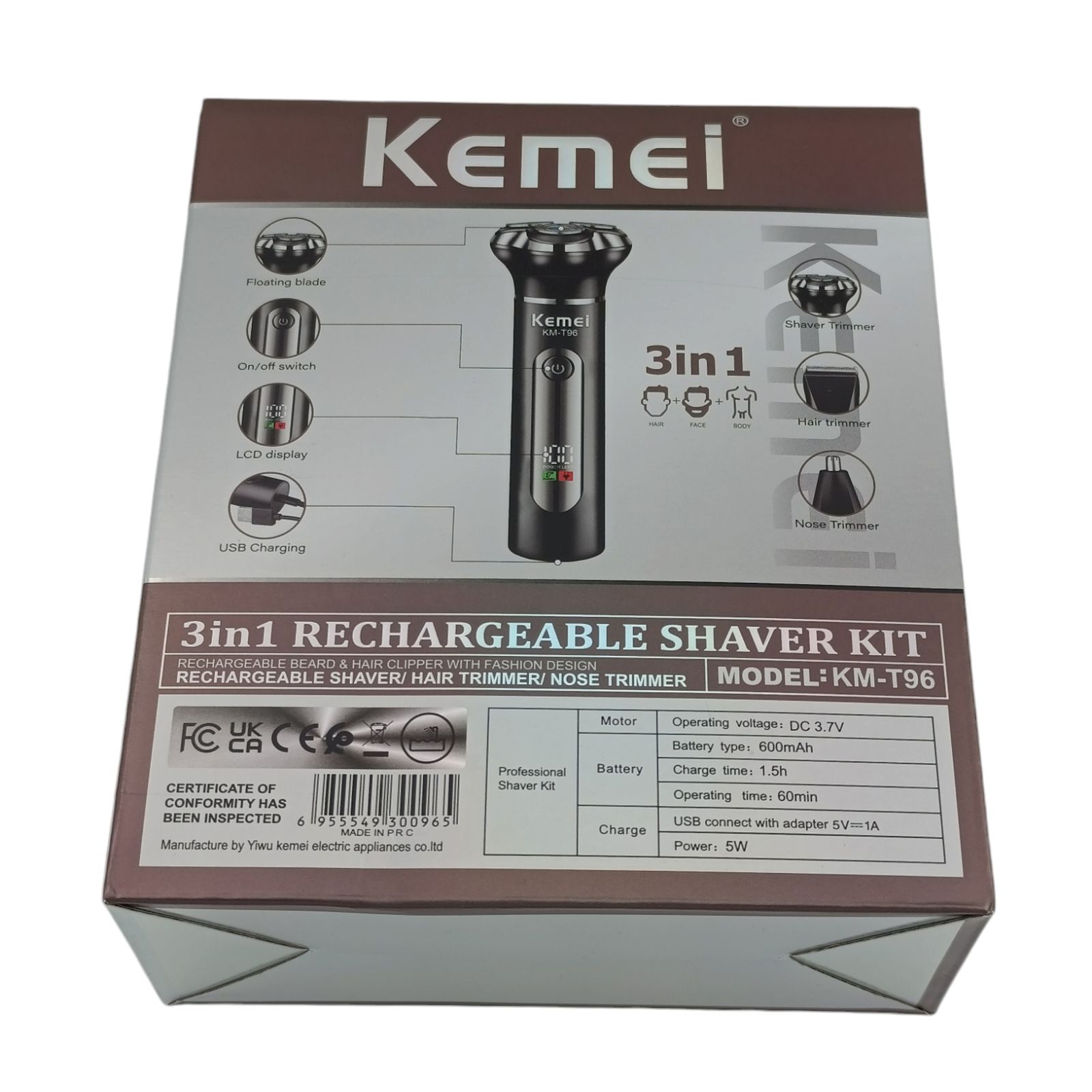 ست ماشین اصلاح موی صورت و بدن  شارژی کیمی مدل KM-T96 -  - 11