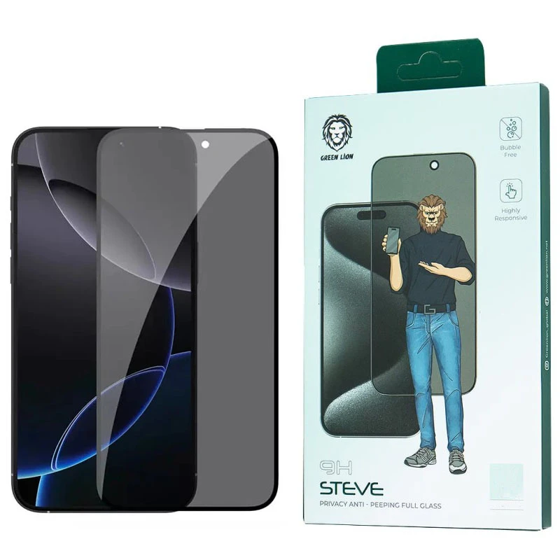 محافظ صفحه نمایش حریم خصوصی گرین لاین مدل 9H Steve privacy مناسب برای گوشی موبایل اپل iphone 15 Pro Max
