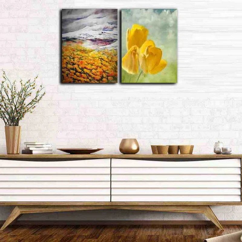 تابلو شاسی بکلیت طرح دکوراتیو گل مدل SH-219 مجموعه 2 عددی