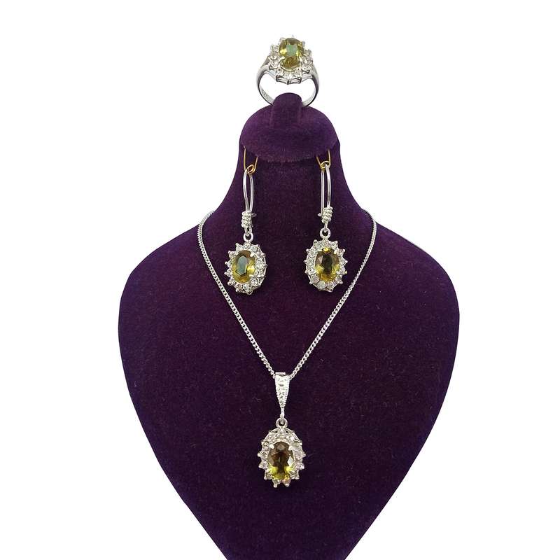 نیم ست نقره زنانه سلین کالا مدل الکساندریت کد 12