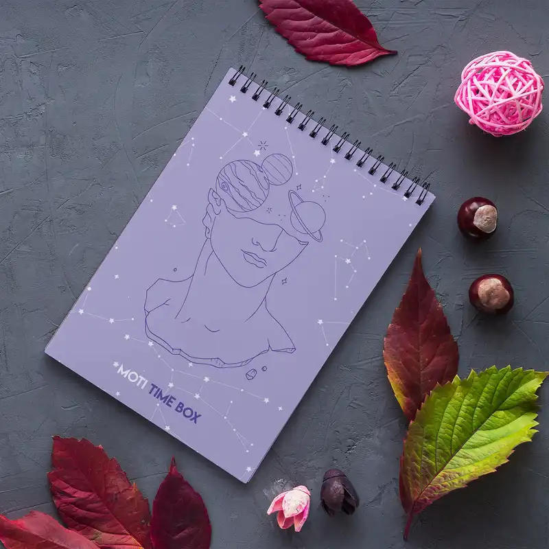 دفتر برنامه ریزی 50 برگ موتی طرح کهکشانی مینیمال مدل تایم باکس