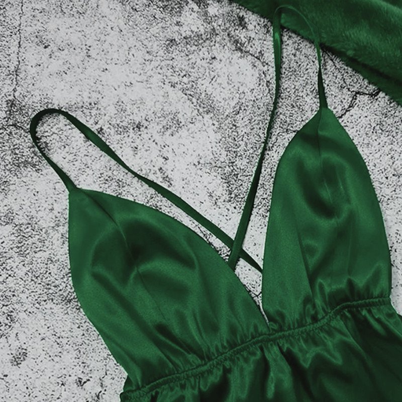 لباس خواب زنانه مدل لاولی رنگ سبز