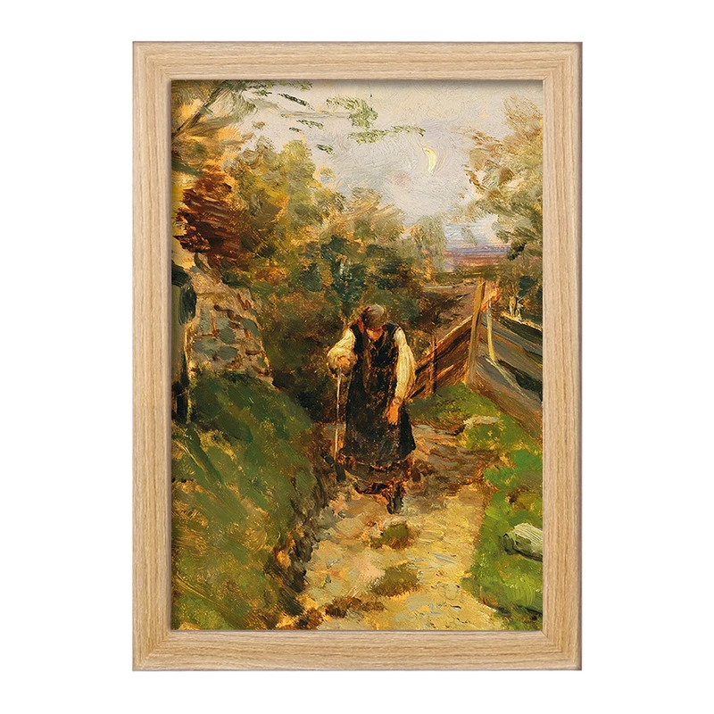 تابلو خندالو مدل نقاشی زن دهقانی در حال بازگشت به خانه اثر اولگا ویزینگر کد F12476