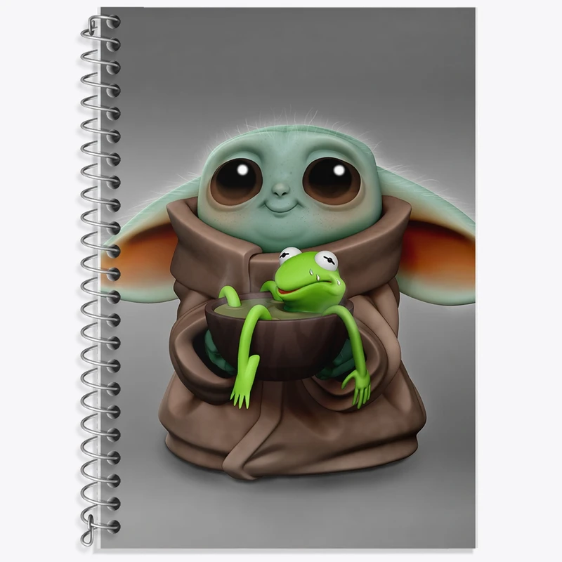 دفتر زبان 50 برگ خندالو مدل دو خط طرح بیبی یودا کد F941