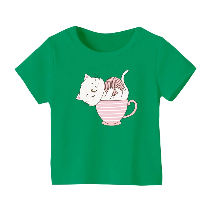تی شرت آستین کوتاه بچگانه مدل گربه کد ۲۱