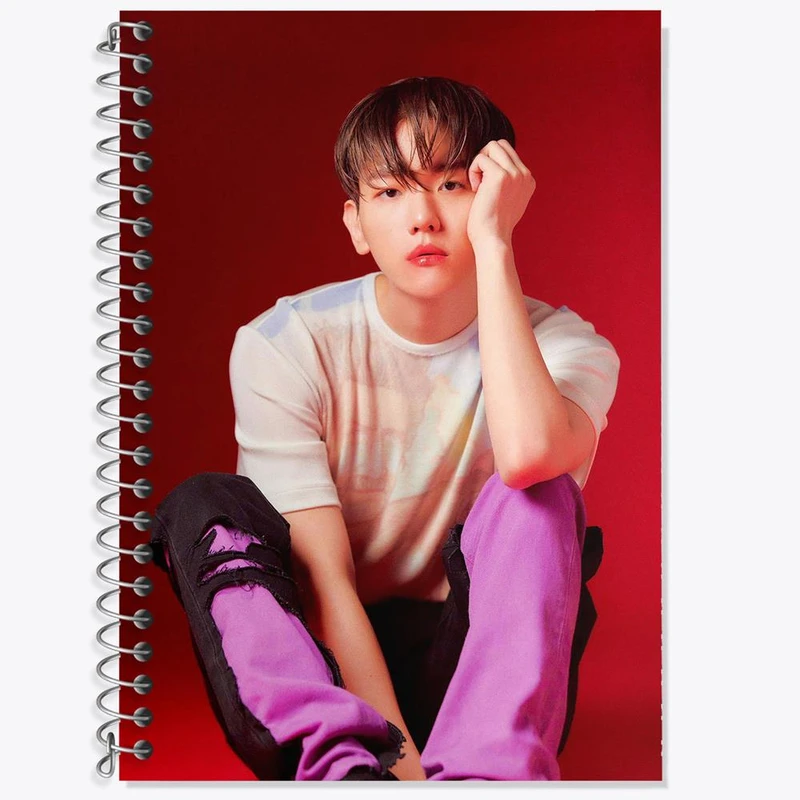 دفتر زبان 50 برگ خندالو مدل سه خط طرح بکهیون گروه اکسو EXO کد 13621