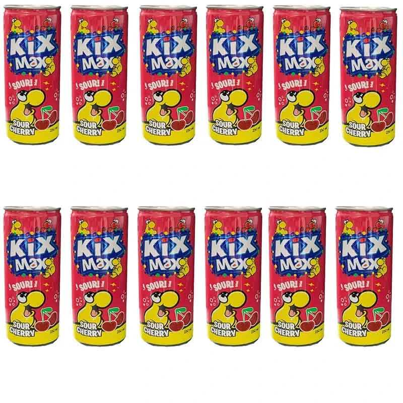 نوشیدنی گاز دار کیکس مکس طعم آلبالو  ترش- 250 میلی لیتر بسته 12 عددی