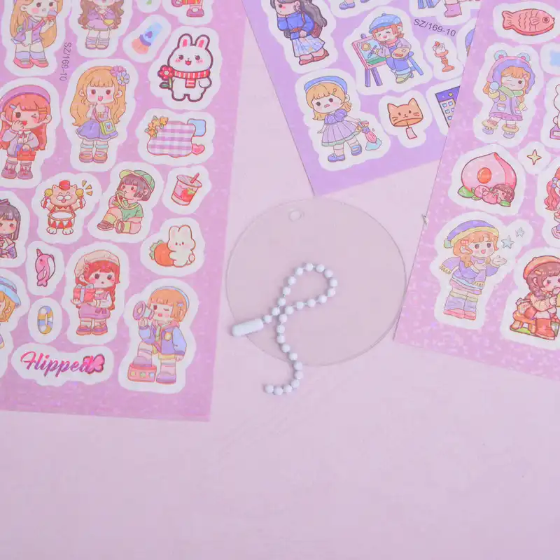 برچسب مدل برش خورده شاین دار طرح فانتزی دخترانه بسته 3 عددی