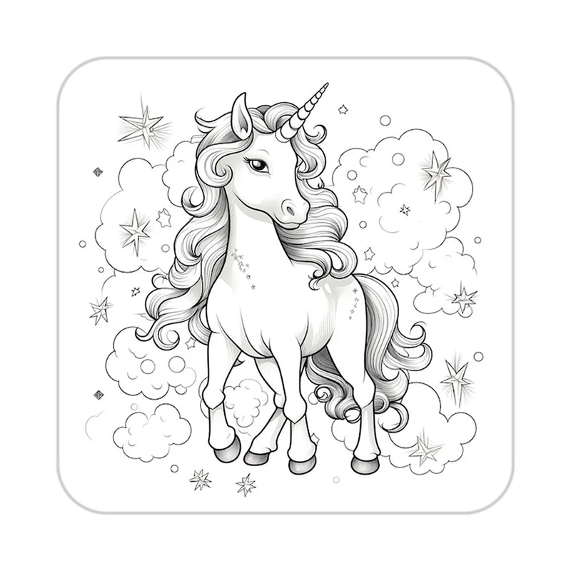 زیر لیوانی کاکتی طرح اسب تک شاخ و یونیکورن مدل mp32545