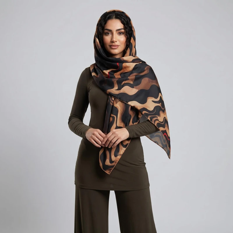 روسری زنانه مدل نخی کجراه پاییزه دست دوز کد 1845