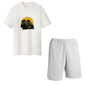 ست تی شرت و شلوارک مردانه مدل آفرود کد Da 437S رنگ سفید