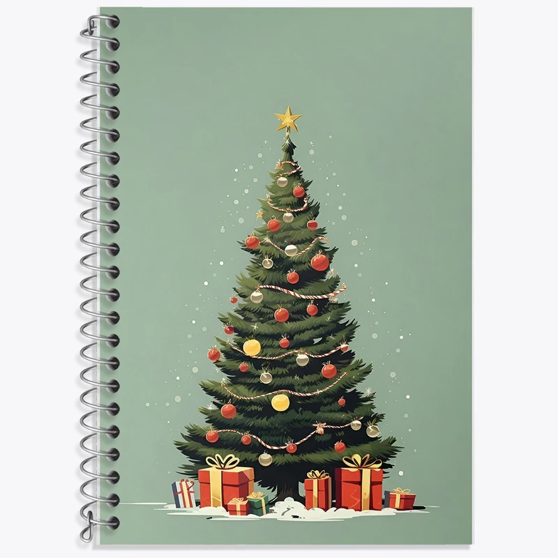 دفتر زبان 50 برگ خندالو مدل دو خط طرح درخت کریسمس کد F8364