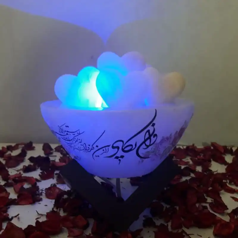 آباژور سنگ نمک مدل کاسه پایه دار طرح وان یکاد