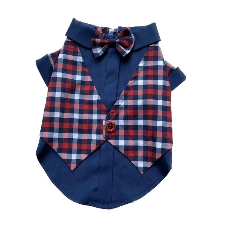 لباس سگ و گربه مدل کت چهارخانه کد 44 سایز L