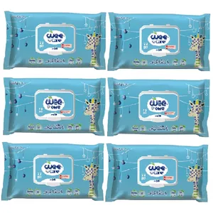 دستمال مرطوب کودک وی کر مدل عصاره جو و روغن پنبه دانه 6 بسته 72 عددی