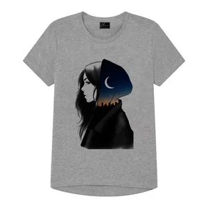 تی شرت دخترانه مدل MOON کد J86 رنگ طوسی