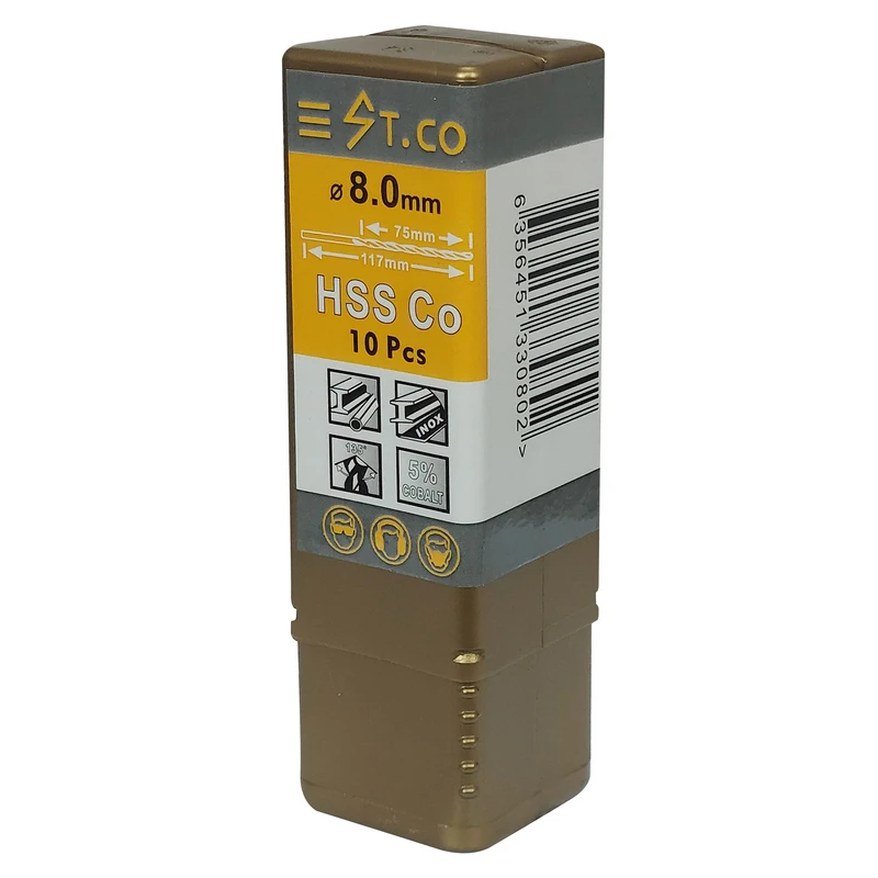 مته کبالت اس تی کو مدل HSSCO سایز 8 میلی متر مجموعه 10 عددی