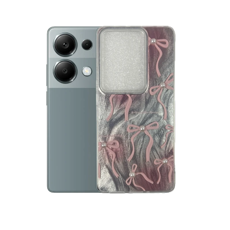 کاور طرح پاپیون مروارید برجسته مناسب برای گوشی موبایل شیائومی Redmi Note 13 Pro 4g