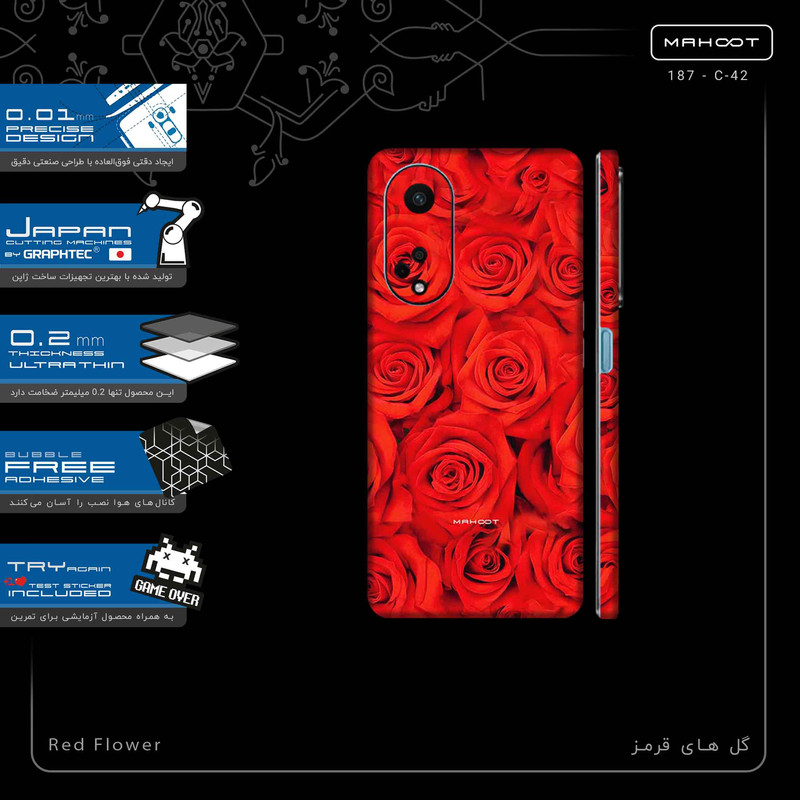 برچسب پوششی ماهوت مدل Red_Flower-FullSkin مناسب برای گوشی موبایل اپو A98