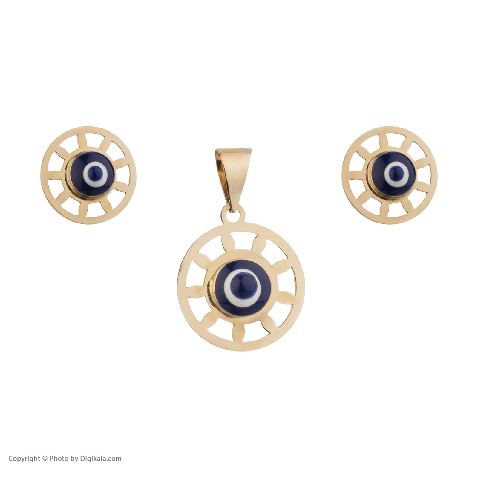 نیم ست طلا 18 عیار دخترانه مایا ماهک مدل MS0598 طرح چشم نظر - - 2