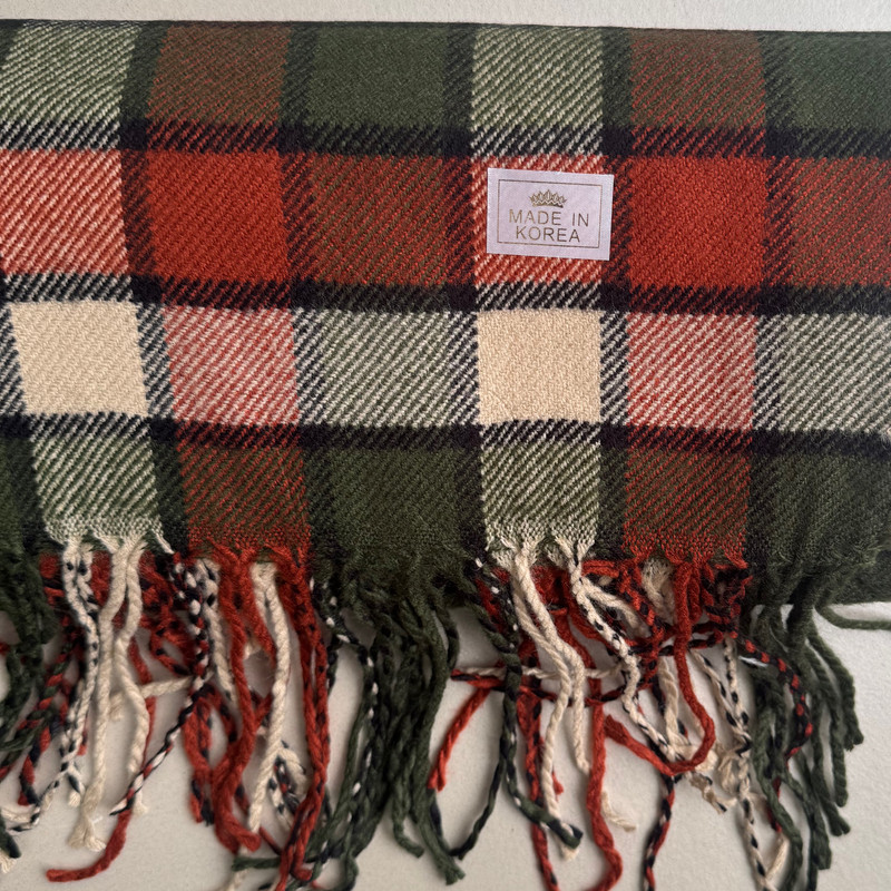 شال گردن زنانه مدل موهر چهارخانه مربعی ریز ریش ریشی کد 12