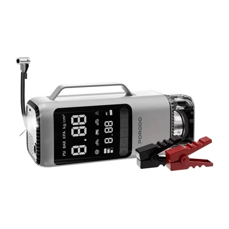 دستگاه جامپ استارتر و پمپ باد چندکاره خودرو پورودو مدل PDPBFCH091BKGR