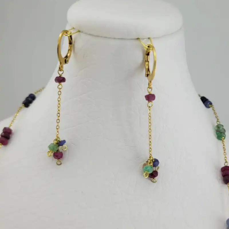 نیم ست زنانه مدل سنگ یاقوت و زمرد آفریقا کد 3609