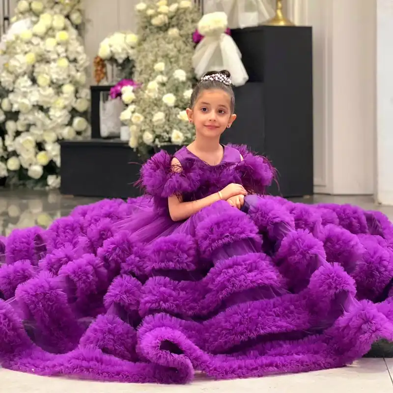 پیراهن دخترانه مدل مجلسی رنگ بنفش